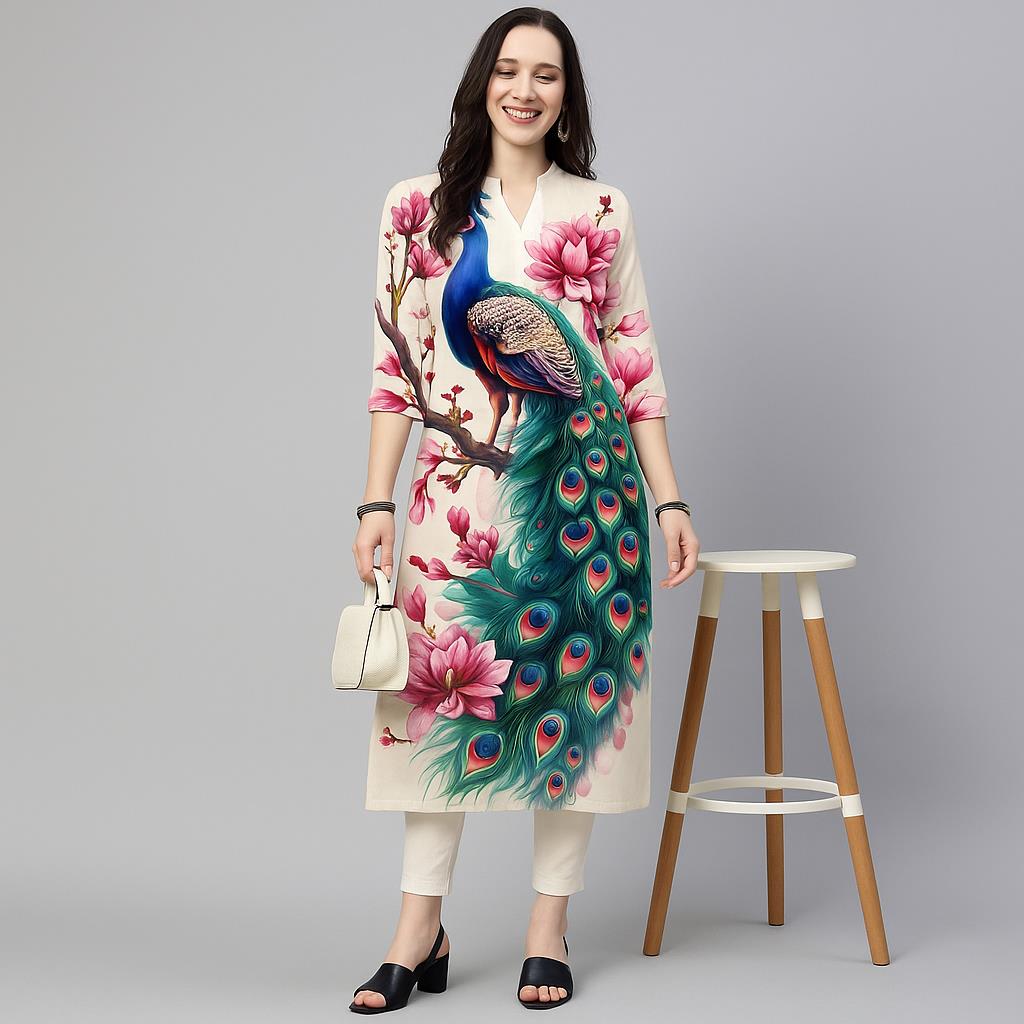 Peacock Women's Kurt Casual Fa - đánh giá và giá Ethnic Fashion Kurtis