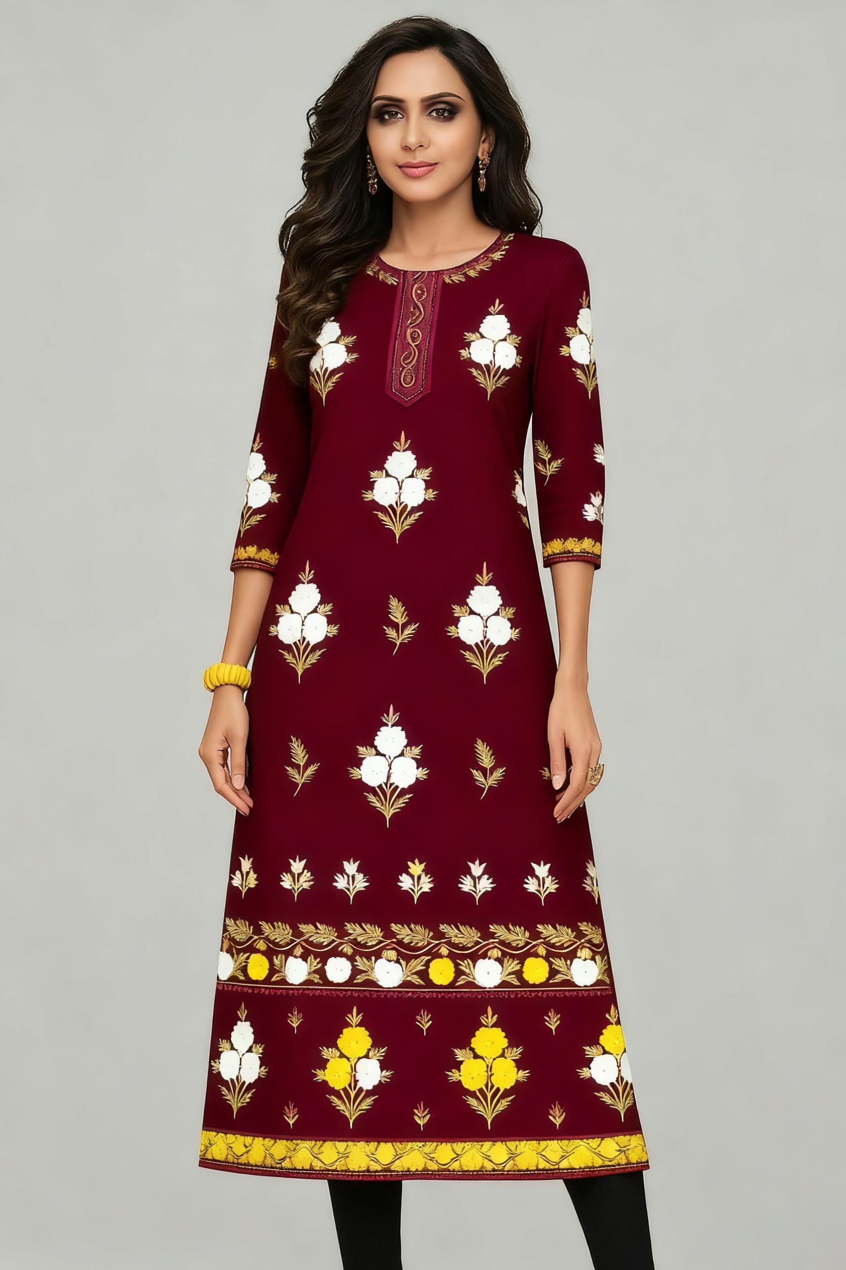 Muslim Kurt Flowers Women's Fa - đánh giá và giá Ethnic Fashion Kurtis