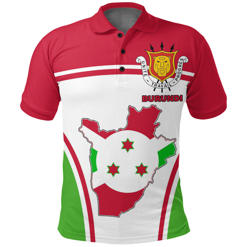 Burundi Flag Map 3D Print Polo - đánh giá và giá Dashiki Shirt Men