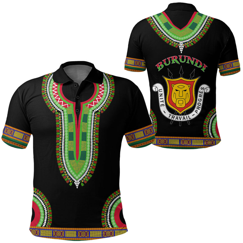 Burundi Flag Map 3D Print Polo - đánh giá và giá Dashiki Shirt Men