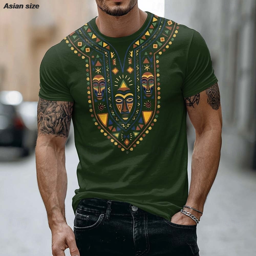 2026 Mens African Tribal Mask  - đánh giá và giá Dashiki Shirt Men