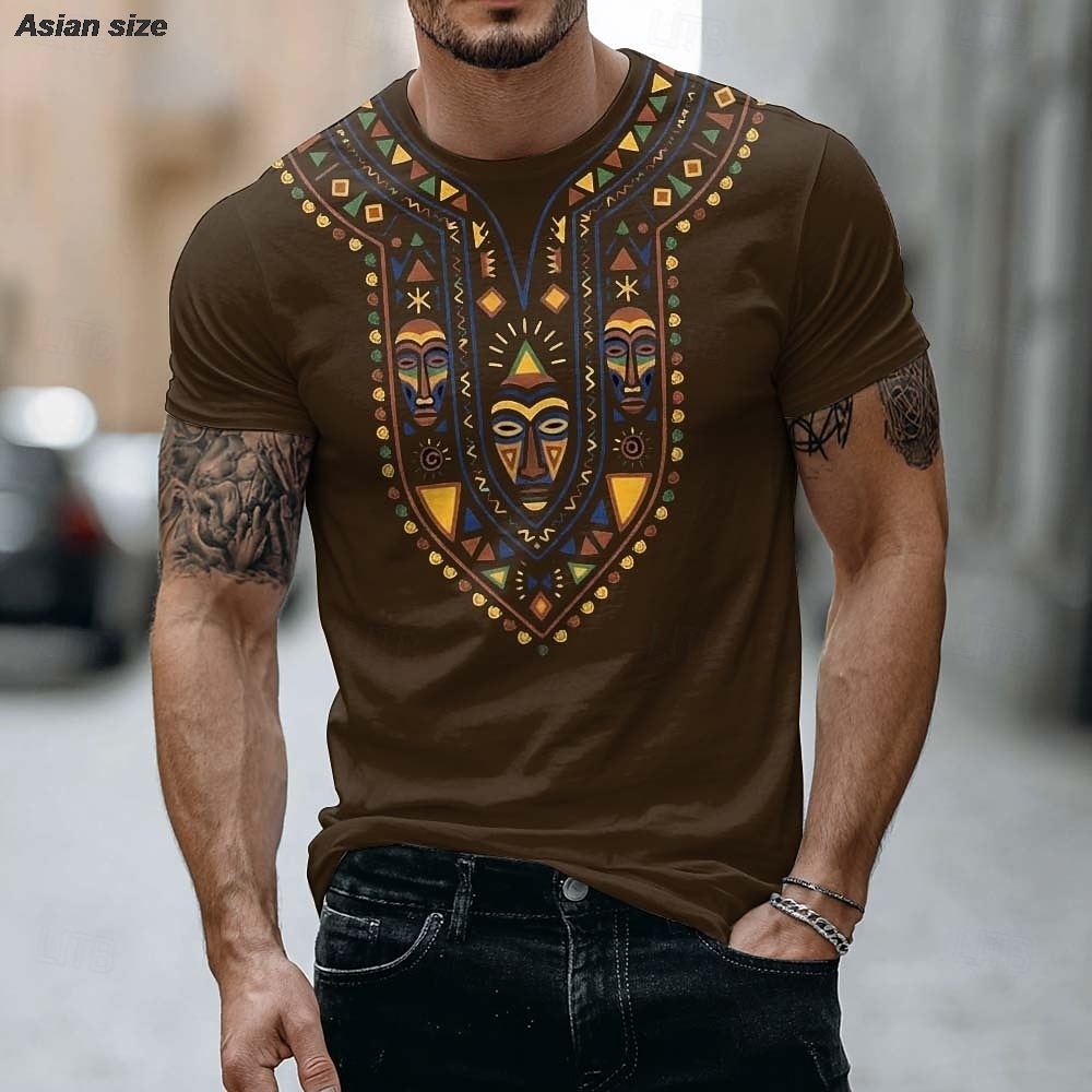 2026 Mens African Tribal Mask  - đánh giá và giá Dashiki Shirt Men